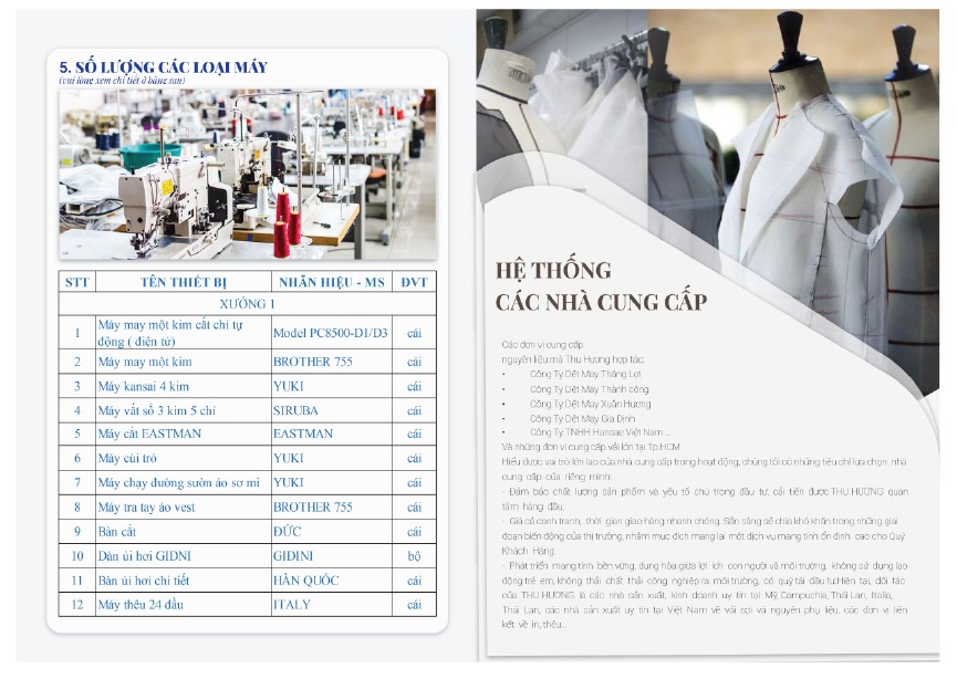 Hệ thống các nhà cung cấp của Thu Hương Fashion