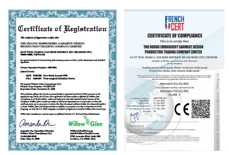 Giấy chứng nhận của Đồng phục Thu Hương